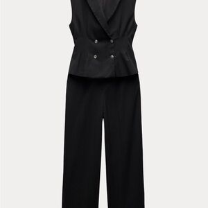 Zara Black Palazzo Jumpsuit with Sleeveless Design